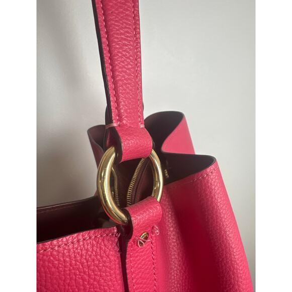 Coach Small Town Bucket Bag in Polished Pebble Leather, Hot Pink - Picture 7 of 13